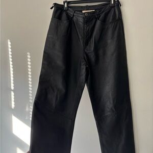 Vintage Goth 80's Black Leather Grunge Streetwear Straight Leg Pants - Medium